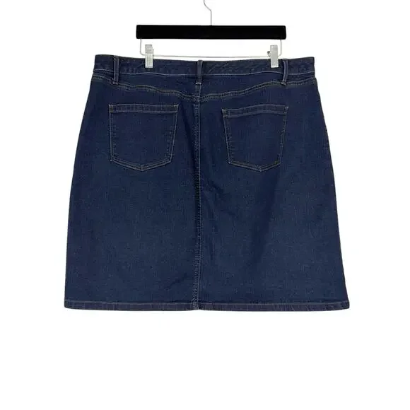Talbots Medium Wash Denim Mini Skirt Blue High Rise Stretch Women's Size 16 - Picture 2 of 4